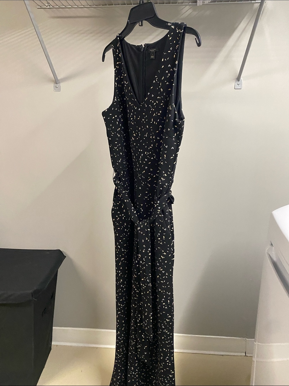 Ann Taylor Jumpsuit. Black with beige and white print.